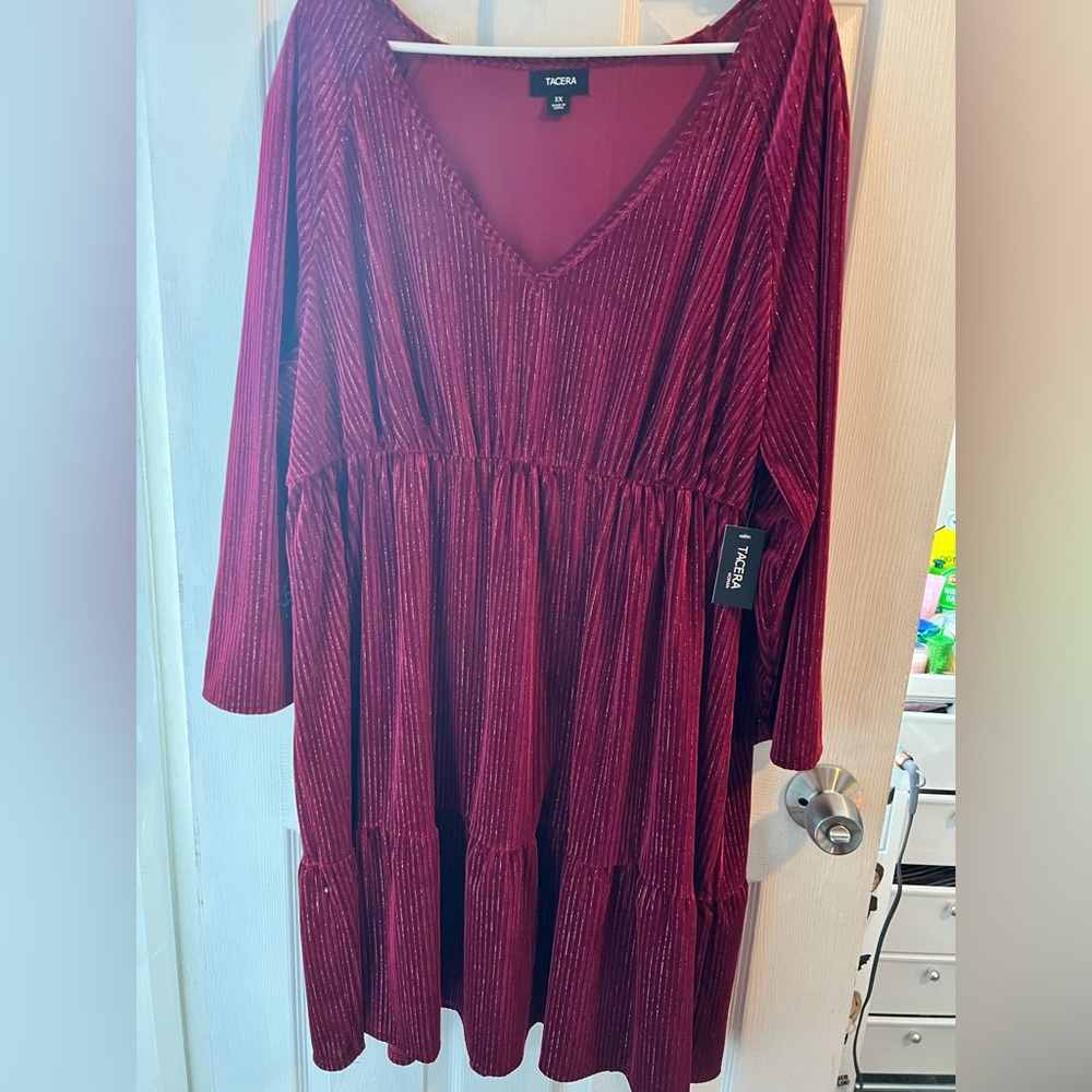 Red velour dress